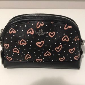 Coach Black Leather Heart Pattern Shoulder Bag